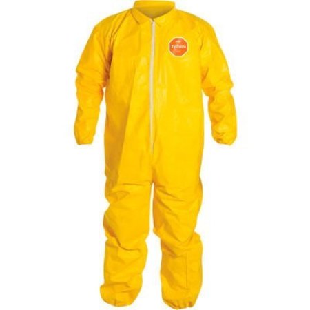DUPONT DuPont Tychem 2000 Coverall, Elastic Wrist/Ankle, Stormflap, Serged Seam, Yellow, 3X, 12/Qty QC125SYL3X001200